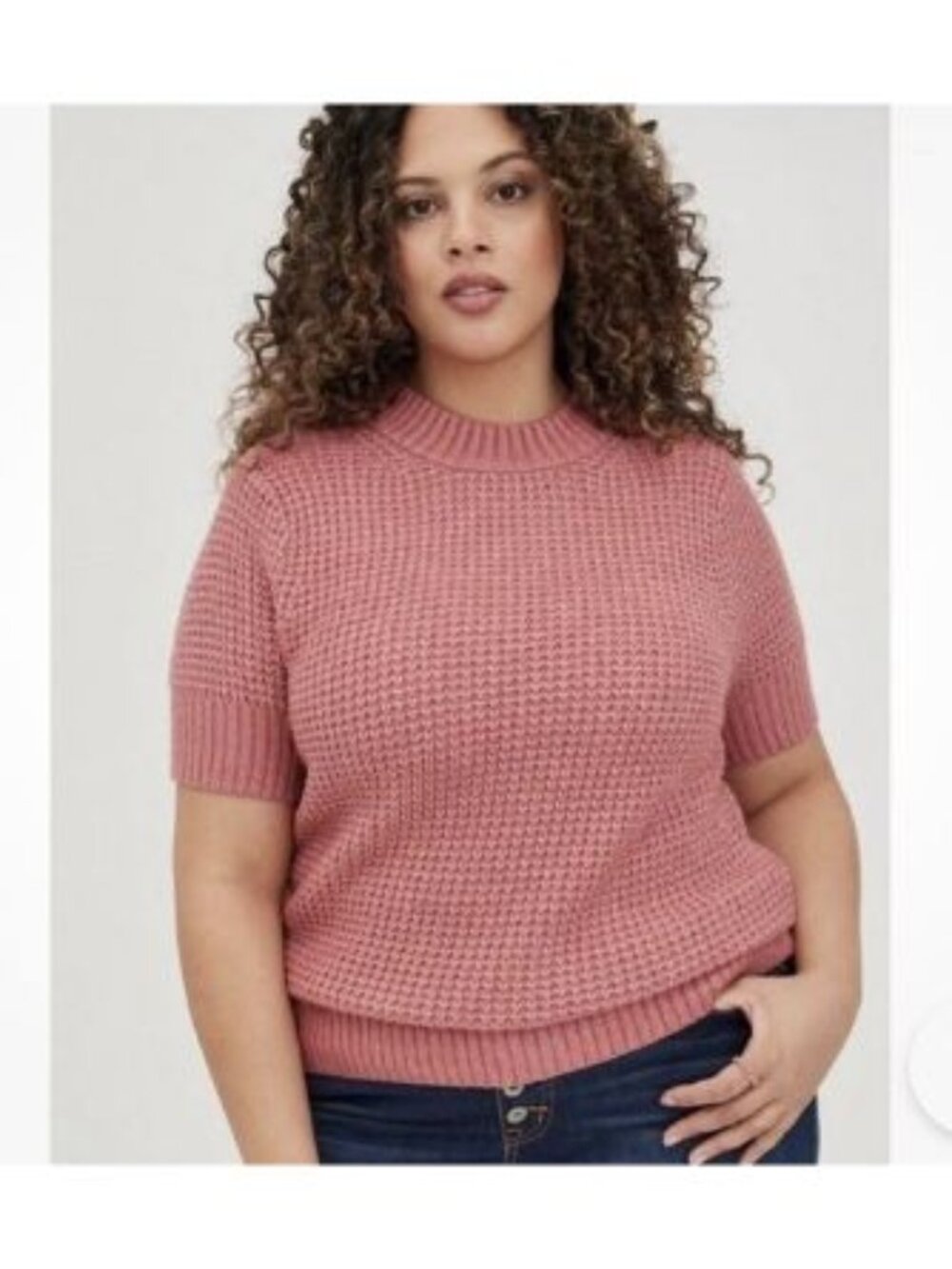 Torrid Women's Sweater Short Sleeve Crew Neck Chunky Pink Size 0